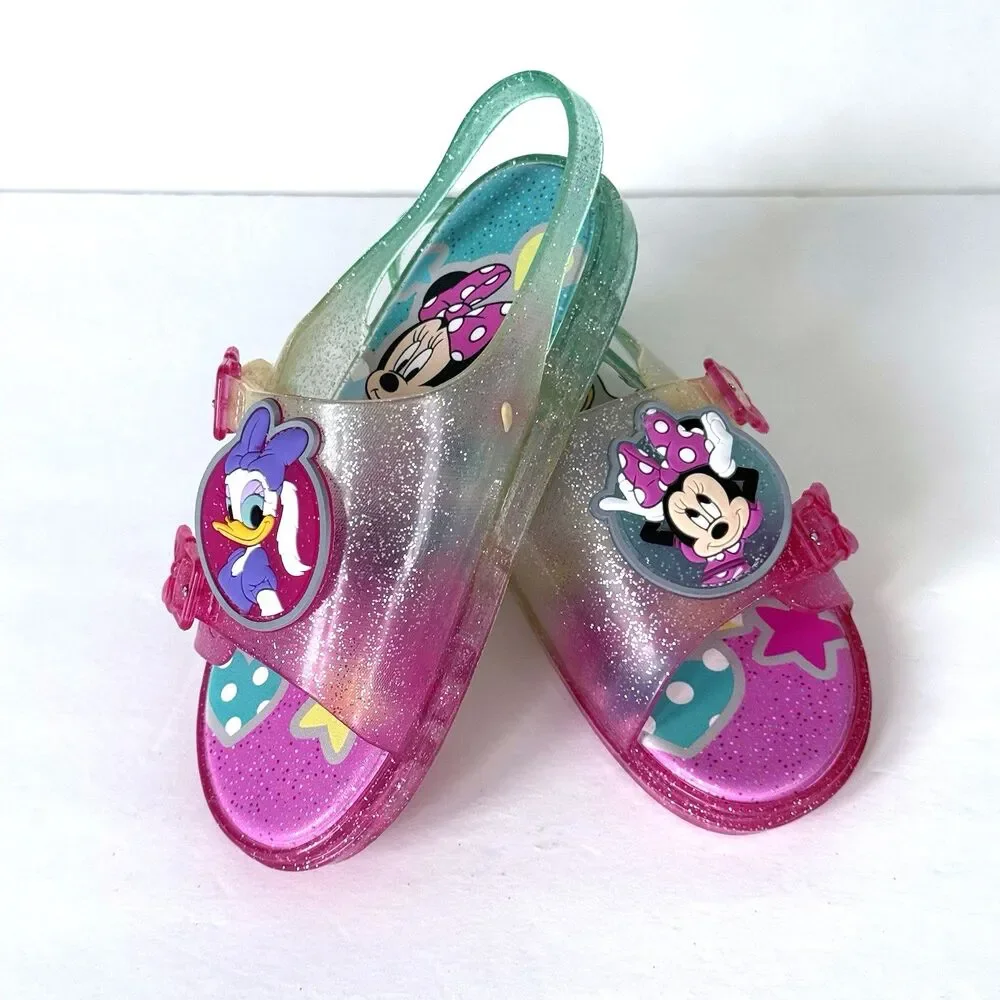 Disney Girl's Sz 12 Minnie Mouse Daisy Duck Little Girls Jelly Sandals Shoes EUC